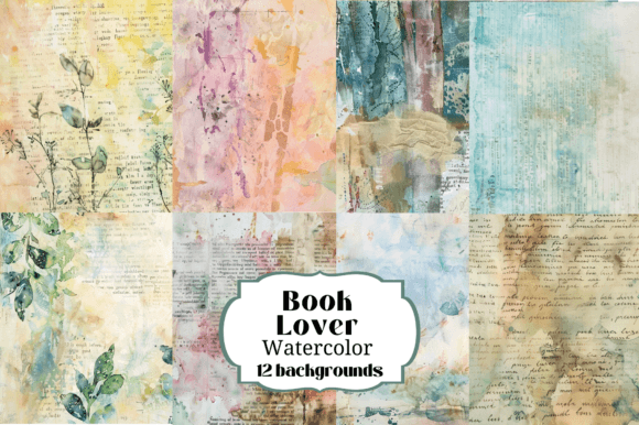 12 Book Lover Watercolor Backgrounds for Creative Projects