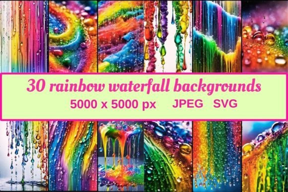 30 Rainbow Waterfall Backgrounds: Vibrant Assets for Modern Design