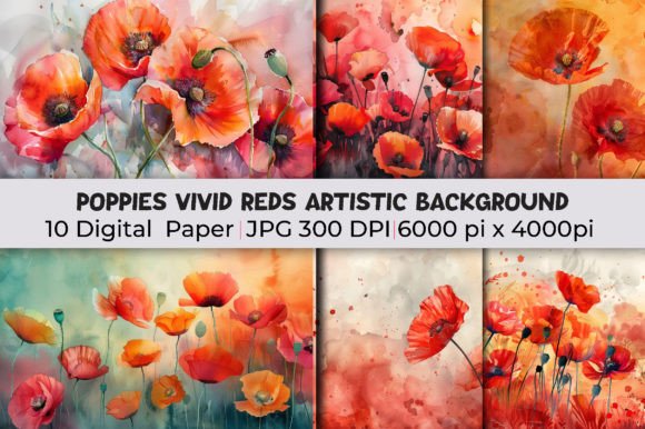 Elevate Your Projects with Poppies Vivid Reds Artistic Backgrounds