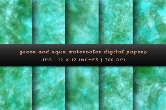 Green and Aqua Watercolor Backgrounds: Fresh Design Assets