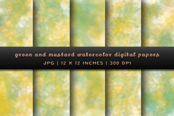 Green and Mustard Watercolor Backgrounds: Nature-Inspired Digital Papers