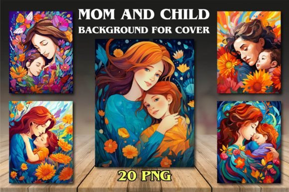 Heartfelt Book Covers: Mom and Child Backgrounds