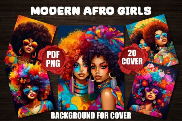 Modern Afro Girls Backgrounds for Covers: Design & Branding