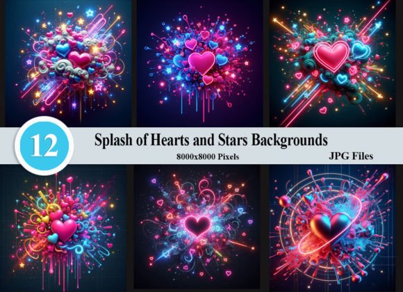Splash of Hearts and Stars Backgrounds: Instant Creativity
