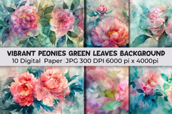 Transform Your Designs with Vibrant Peonies Green Leaves Backgrounds