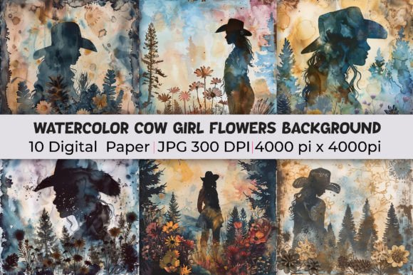 Watercolor Cow Girl Flowers Backgrounds: A Creative Canvas
